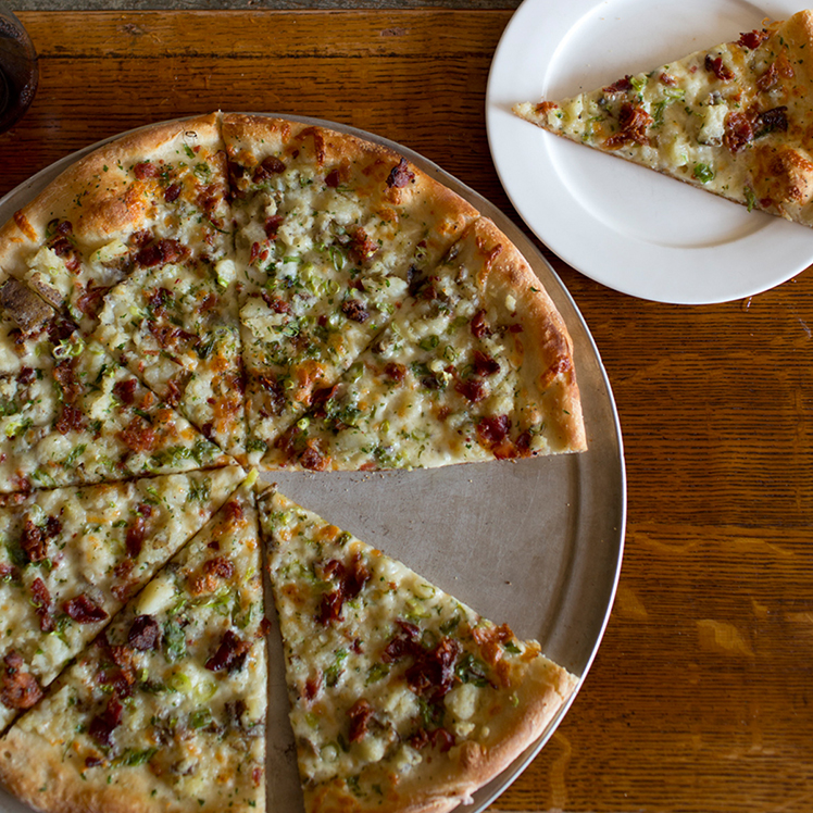 Mashed Potato Bacon Scallion Pizza