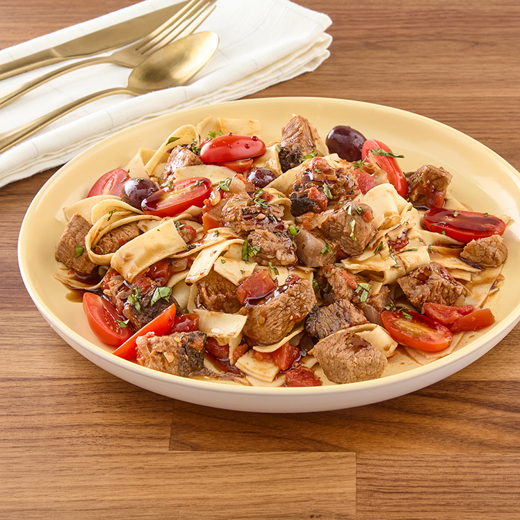 Prime Rib Tagliata with Pasta Puttanesca