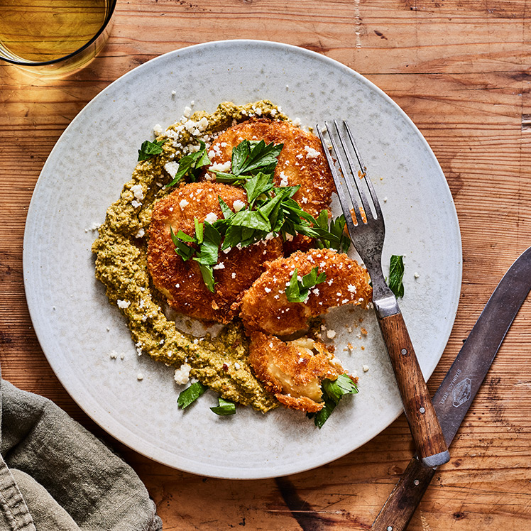 Sikil Pak with Crispy Celery Root Steaks