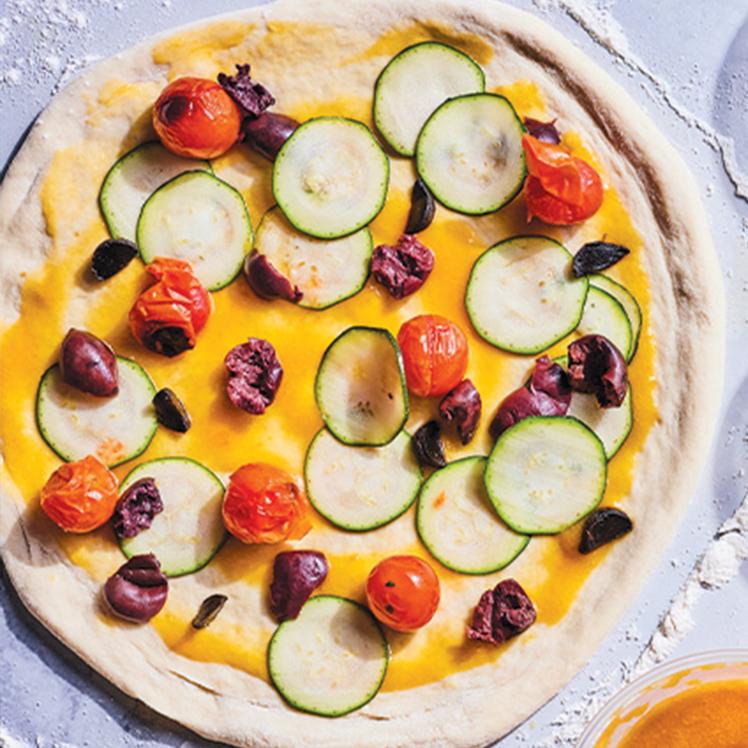 Yellow Tomato Pizza with Ricotta, Black Garlic