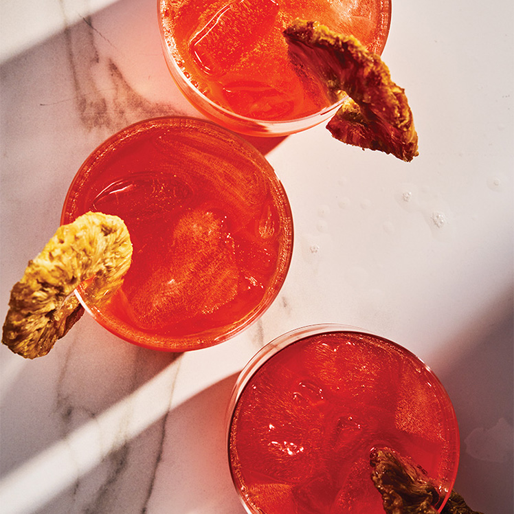 Aperol, Passion fruit, Sparkling Wine and Soda Cocktail