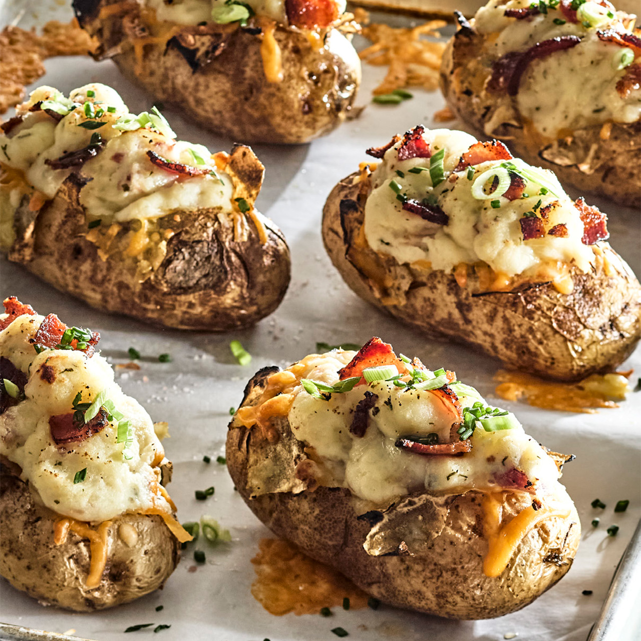 Chicken Bacon Ranch Twice Baked Potatoes