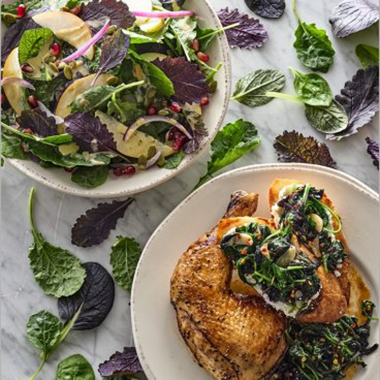 Baby Purple Mustard Greens Salad with Pear and Lemon Vinaigrette