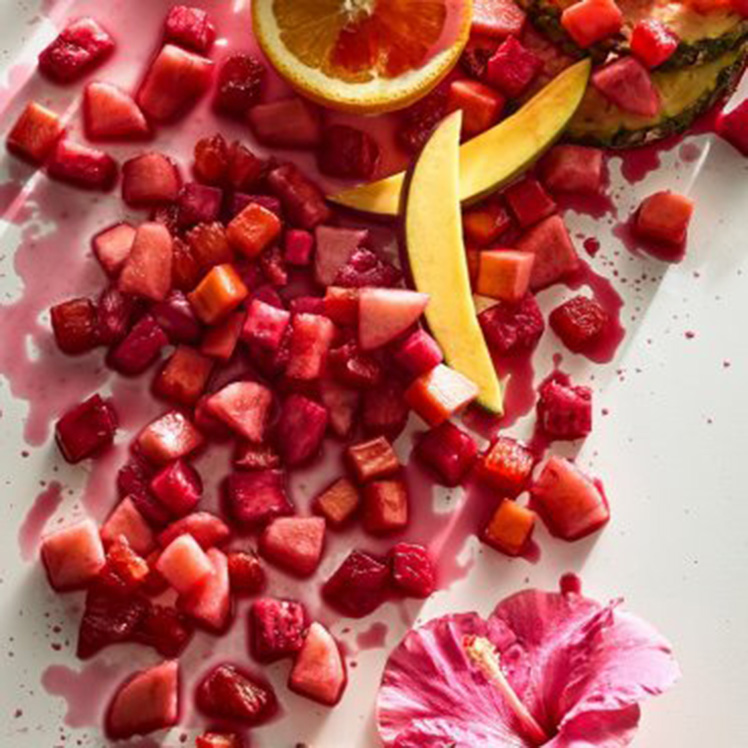 Tropical Fruit Compote with Hibiscus Tea