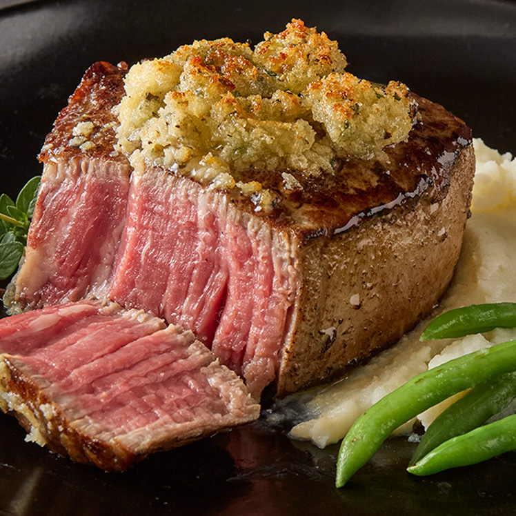 Filet with Applewood Smoked Blue Cheese Crust
