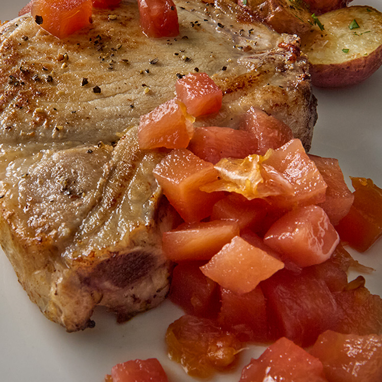 Bone-in Pork Chop with Tropical Fruit Compote