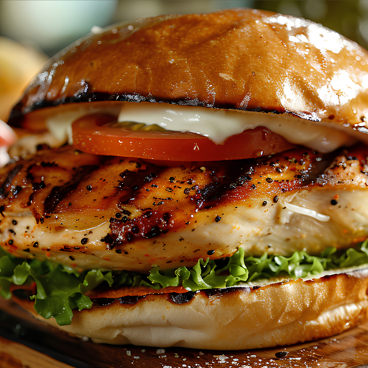 Grilled Peach & Lemon Glazed Chicken Sandwich