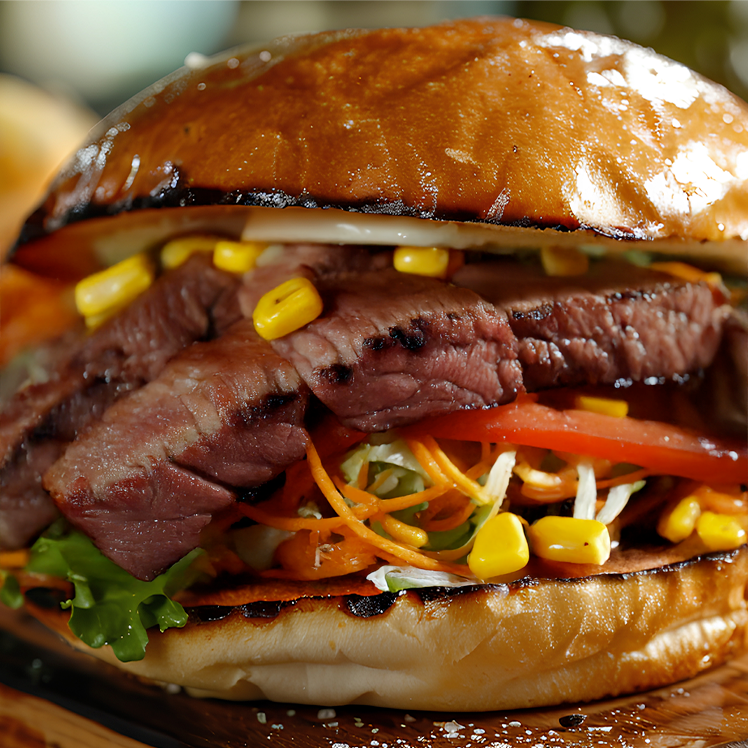 Sirloin Steak Sandwich With Peach BBQ Sauce