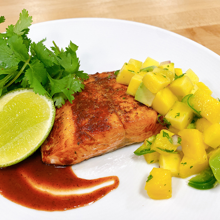 Chili Lime Salmon with Mango Avocado Salsa