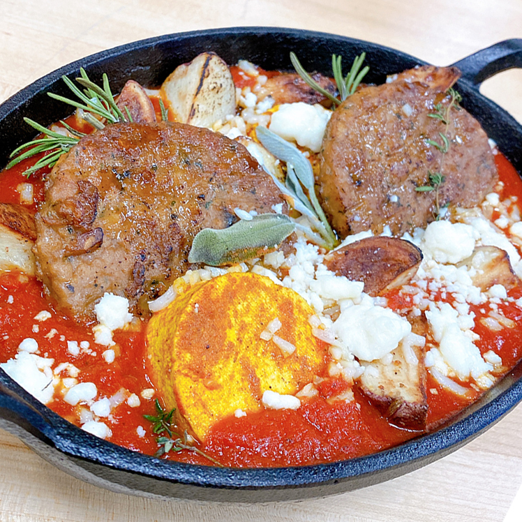 Plant Based Saus'ge & Potato Shakshuka