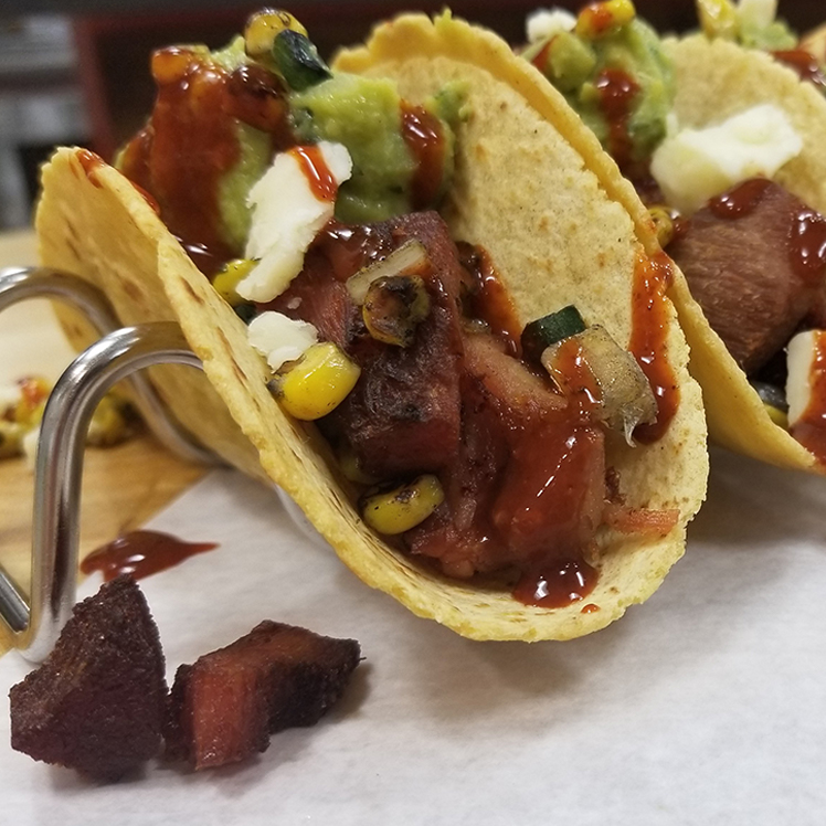 Crispy Pork Belly Tacos with Chili Lime Sauce