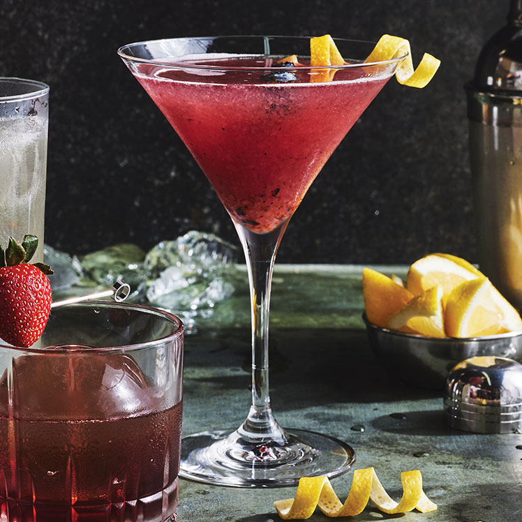 Elderflower Blueberry Aquavit Martini