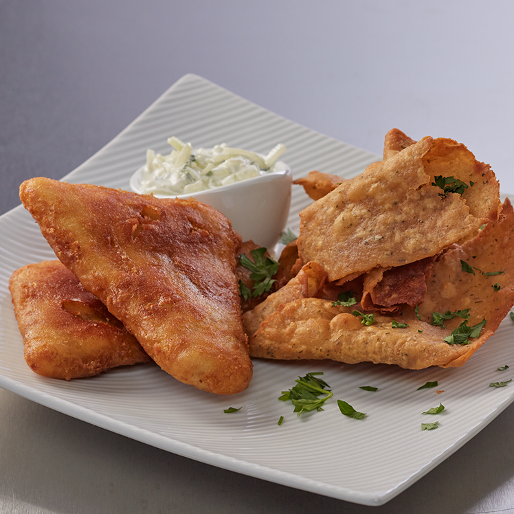 Fish 'N Chips with Cucumber Dill Yogurt Sauce