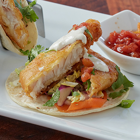 Ale Battered Pollock Tacos