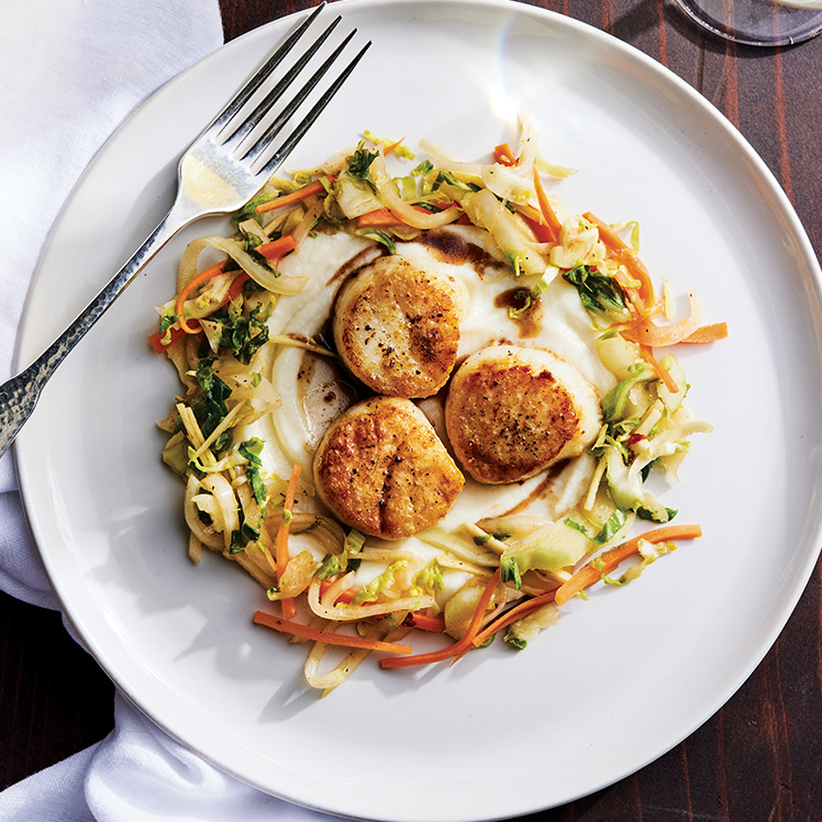 Seared Scallops, Cauliflower Purée and Cauliflower Kimchi