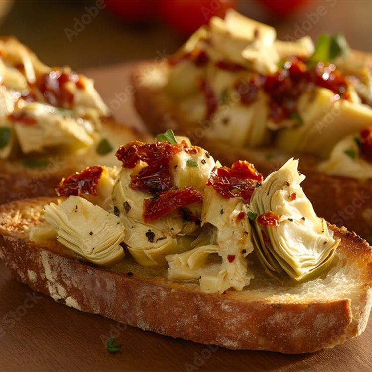 Tomato, Artichoke and Olive Bruschetta