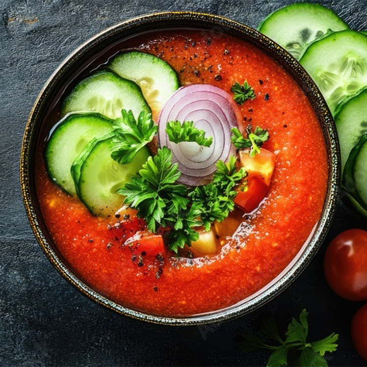 Marinated Tomato and Cucumber Gazpacho