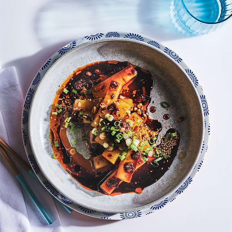 Bean Jello in Red Chili Sauce