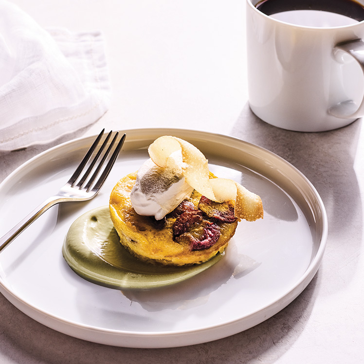 Bing Cherry Clafoutis Matcha & Honey Yogurt Sauce