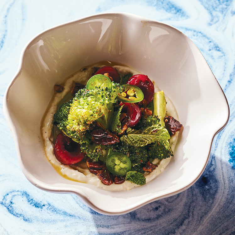 Broccoli: Cherries, Candied Pecans and Yogurt