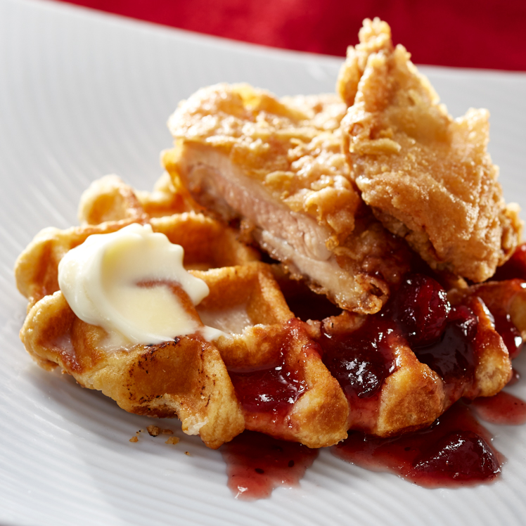 Cranberry Maple Chicken and Waffles
