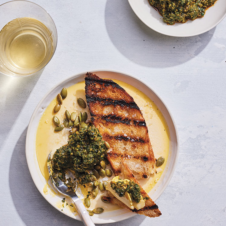 Kabocha Panna Cotta with Herb Jam