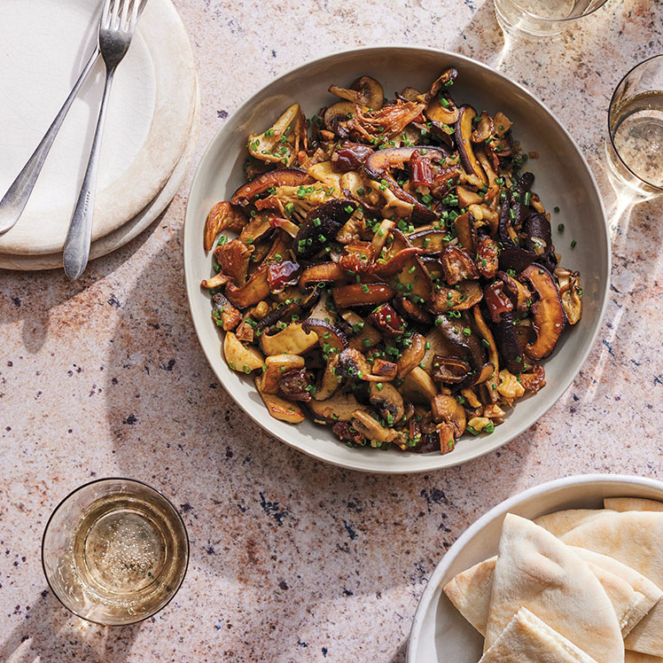 Mushroom Baharat with Dates, Walnuts and Cumin 