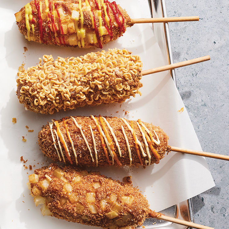 Potato Studded Korean Corn Dogs 