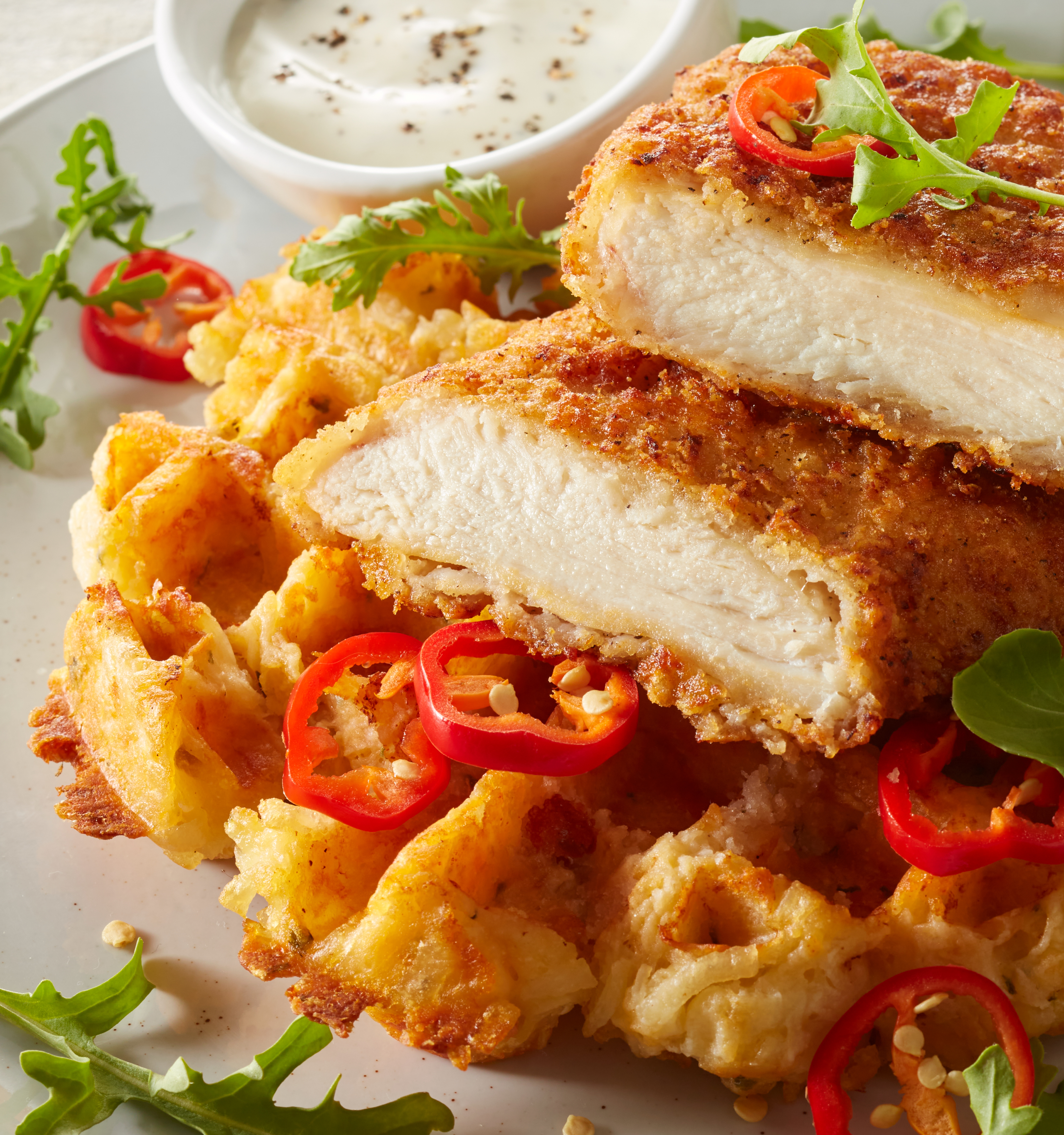 Zesty Breaded Chicken & Waffles