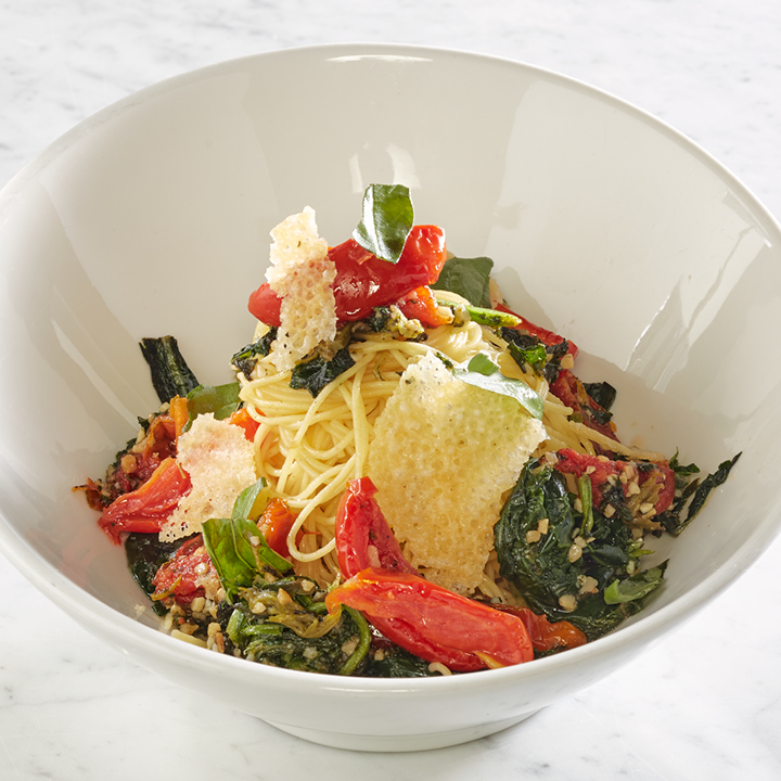 Capellini with Power Greens and Three Cheese Blend 