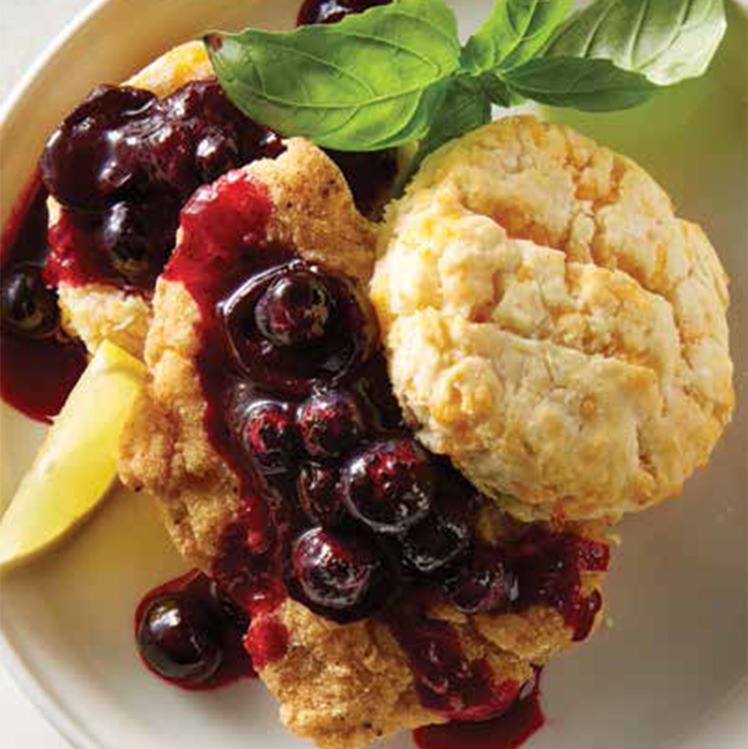 Chicken and Biscuits with Blueberry Jalapeño Sauce