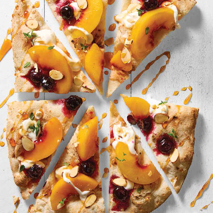 Grilled Peach and Balsamic Blueberry Flatbread