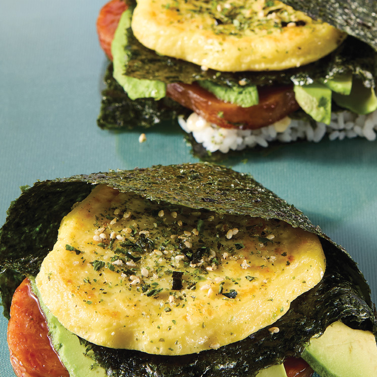Three Cheese Frittata and Tempura Sweet Potato Musubi
