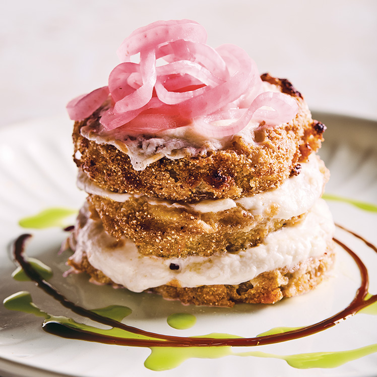 Fried Green Tomatoes and Mozzarella