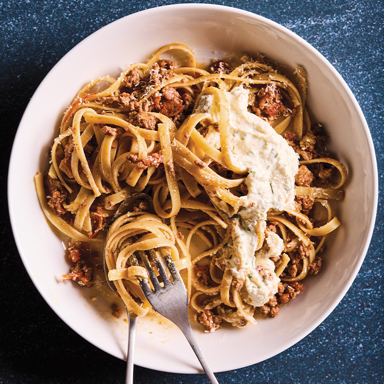 Fettucine Bolognese with Whipped Ricotta