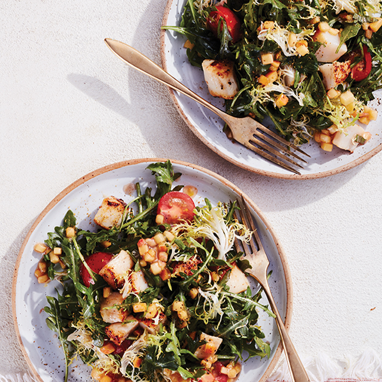 Peach, Scallop and Arugula Salad