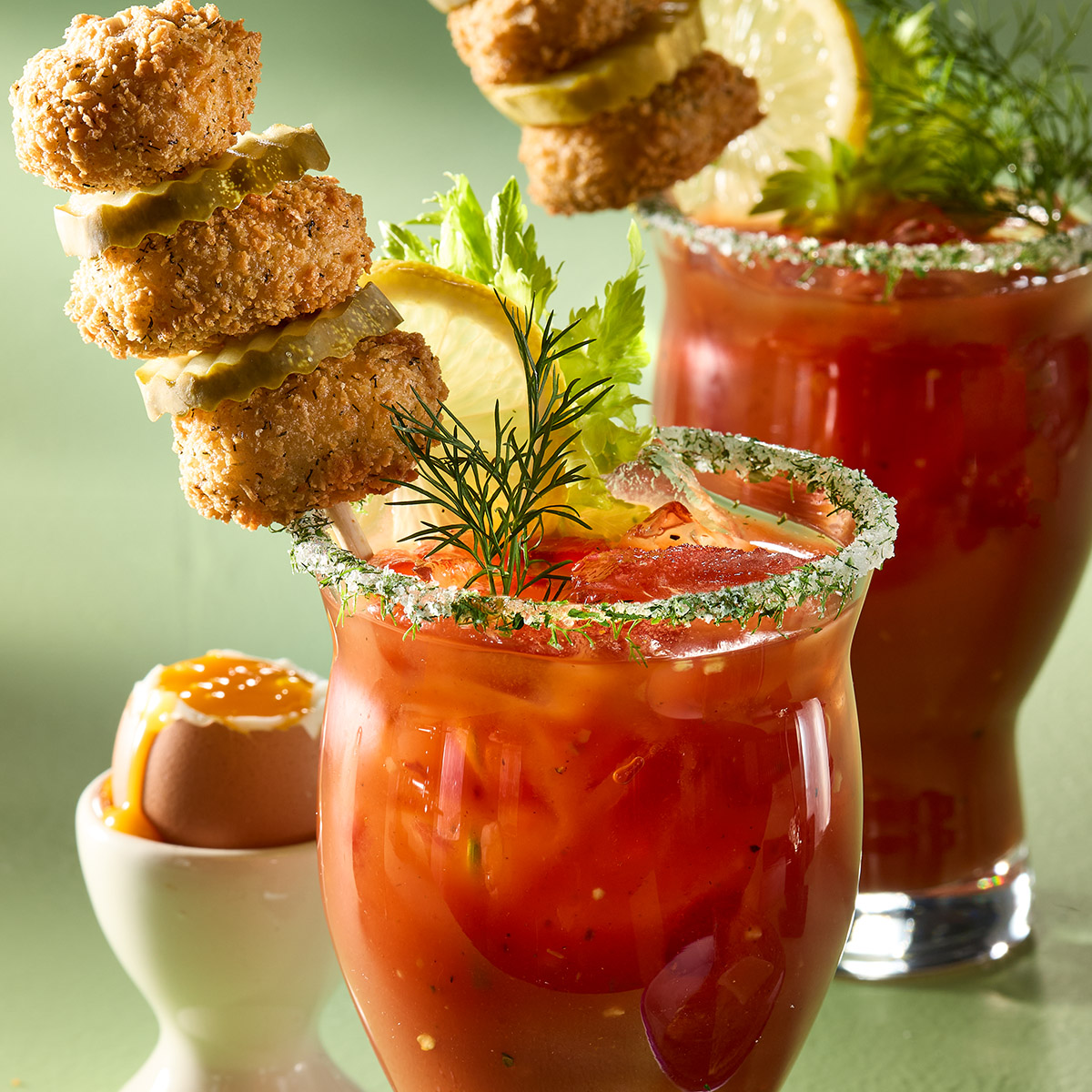 Dill Pickle Bloody Mary With Cream Cheese Bombs