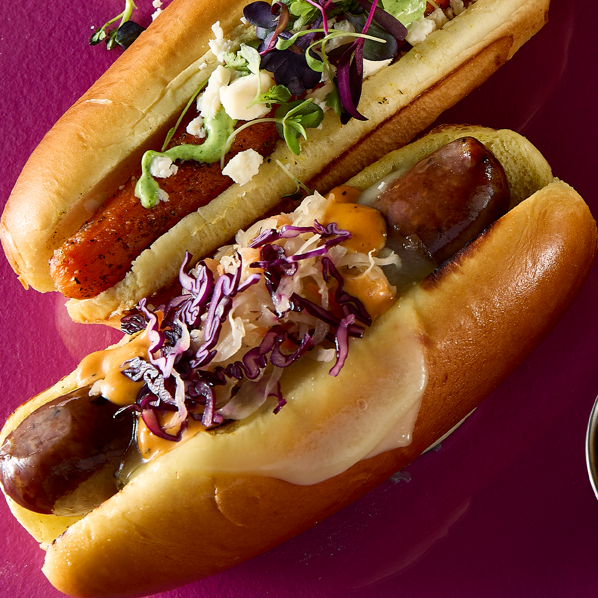 Butter Brioche Hot Dog Bun and Sauerkraut Black Forest Dog with Dark Ale Honey Mustard 