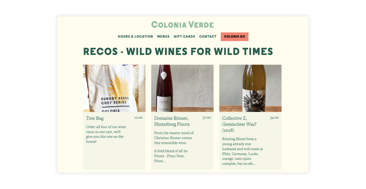 An email template for Colonia Verde.