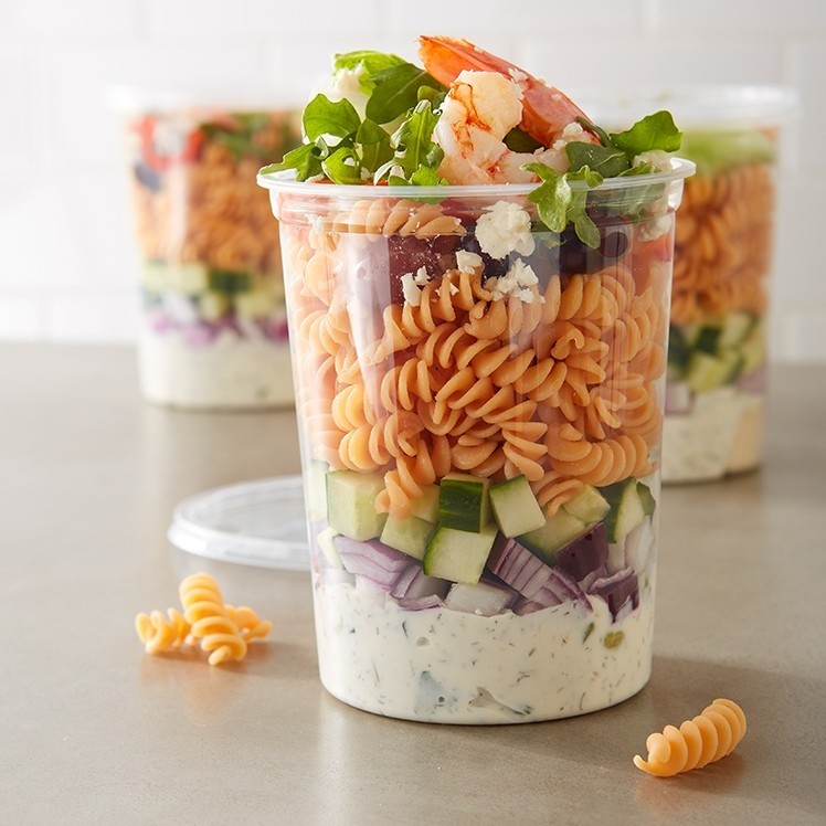 Gluten Free Red Lentil Pasta and Vegetable Salad Cups