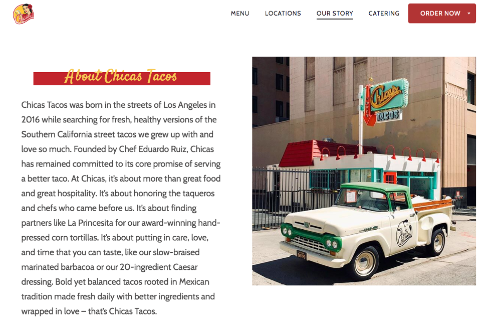 Chica's Tacos website