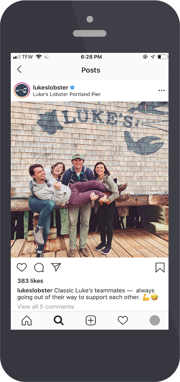 A Post on Luke’s Lobster’s Instagram Page Of Employees.