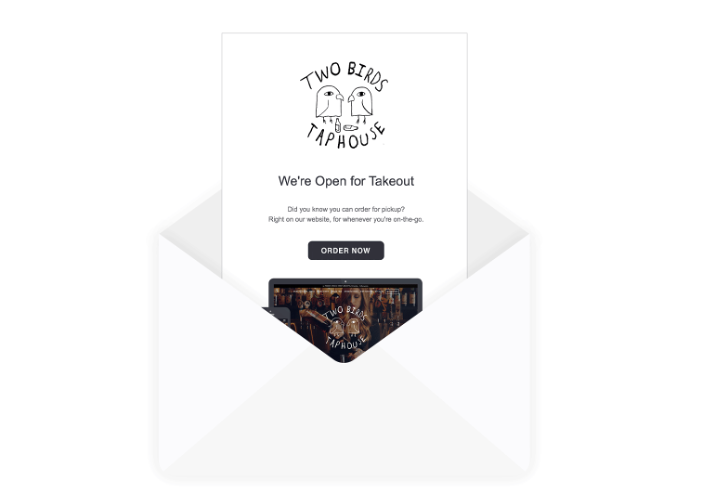 An email newsletter template for Two Birds Taphouse