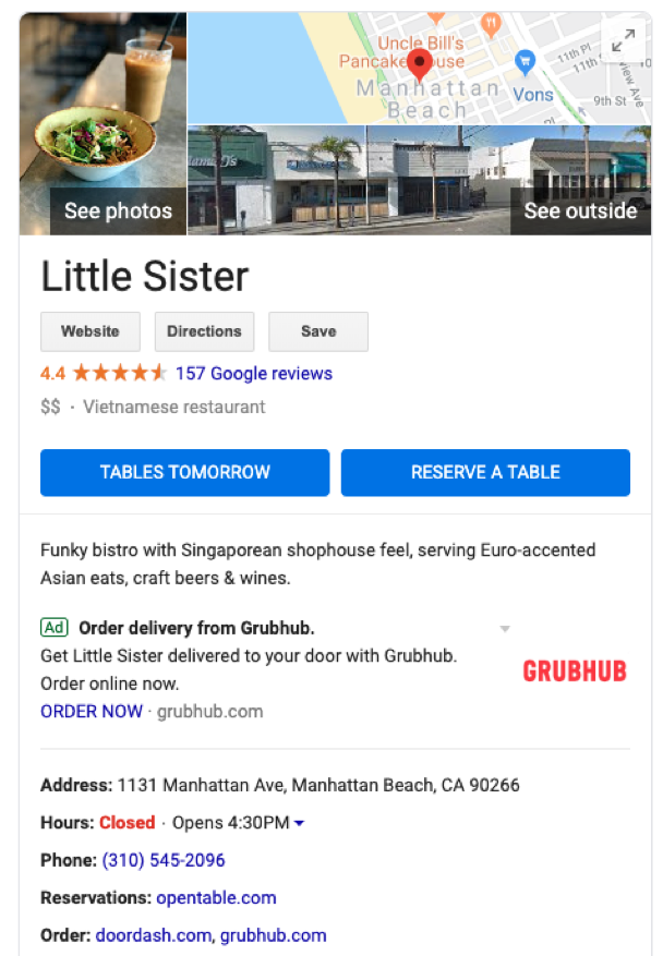 Third-part app ad on a Google profile