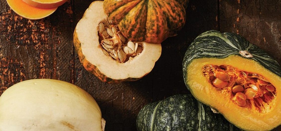 Photo of sliced squash and gourds
